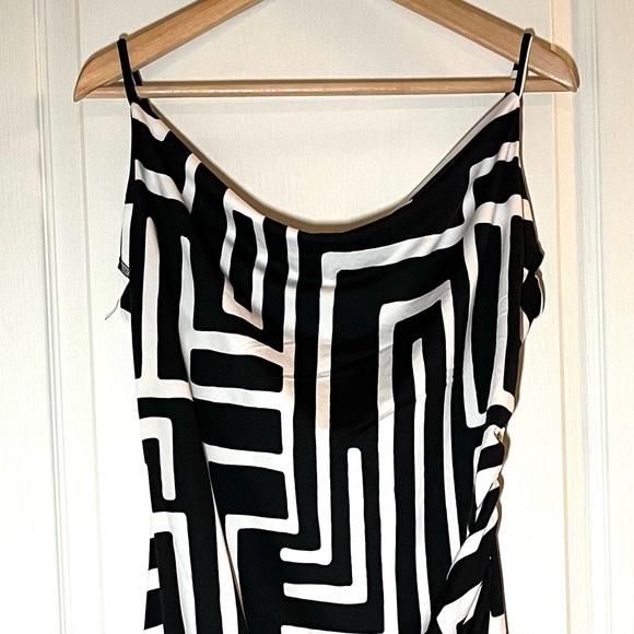 NWOT Jules & Leopold B&W Geo Print Cowl Neck Slip Midi Dress Date Night Party, M - Picture 2 of 14